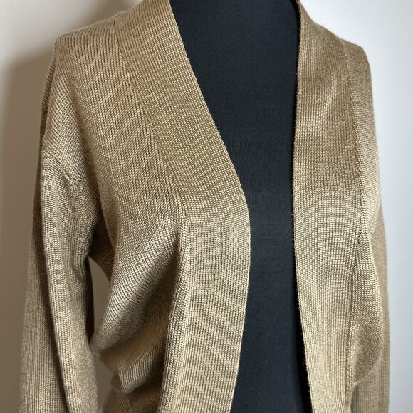 Vintage Fia Italia Handloomed Cardigan Sweater Knit Gold Open Front Womens S - Picture 4 of 9